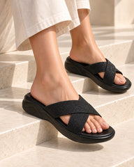 Black Glitter Comfort Slip on
