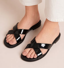 Black Cross-Strap Flats