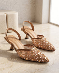Copper Gold Pearl Slingback Pumps