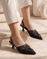Black Noir Blossom Heels
