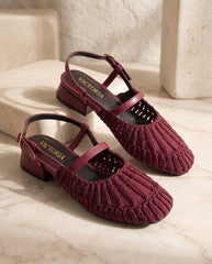 Maroon Thread-Woven Slingback