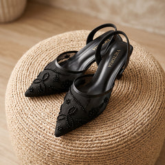 Black Noir Blossom Heels
