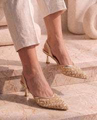 Golden Pearl Slingback Pumps