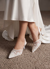 White Noir Blossom Heels