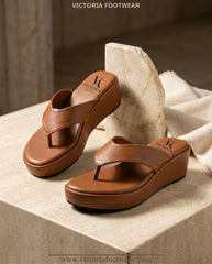 Aurelia Tan Comfort Wedge Slippers