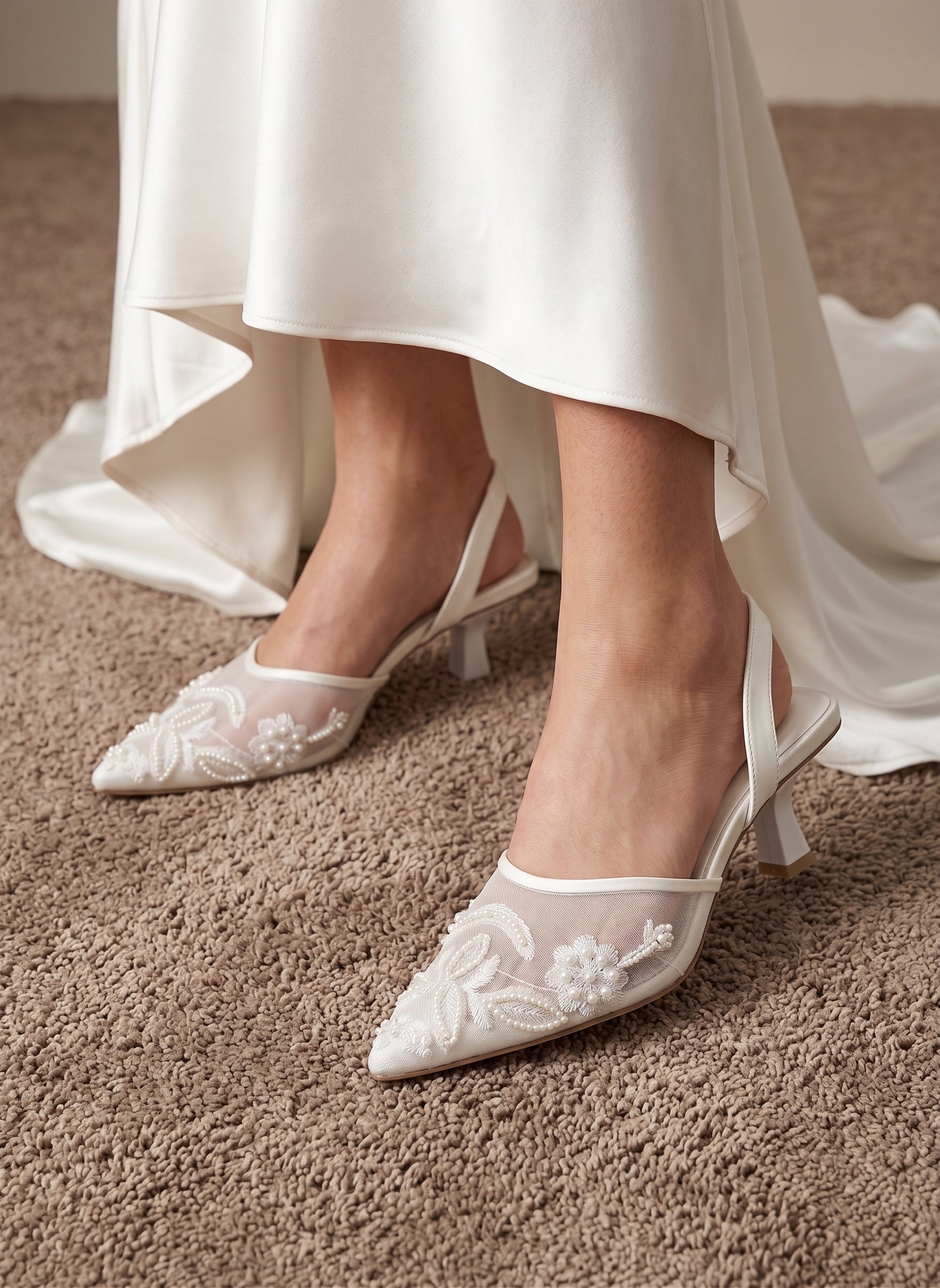 White Noir Blossom Heels