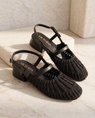 Black Thread-Woven Slingback