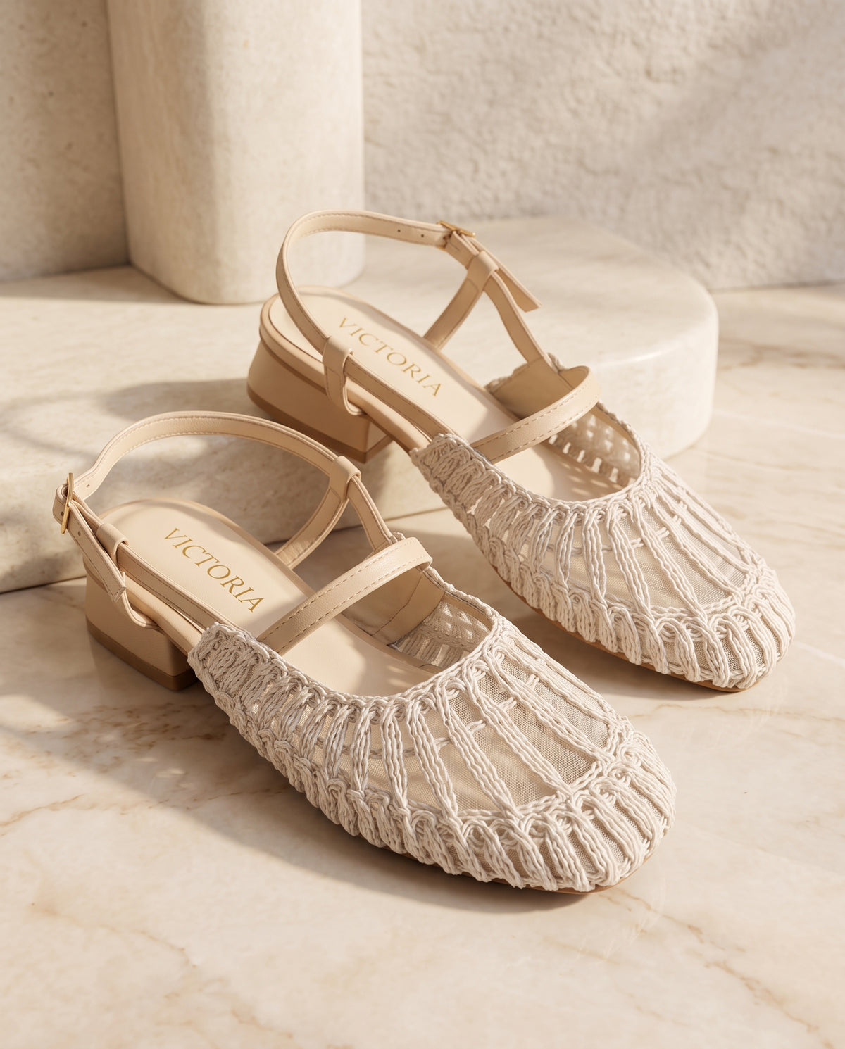 Fawn Thread-Woven Slingback
