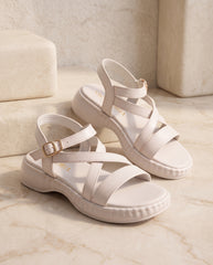 White Strappy Comfort Wedge Sandals