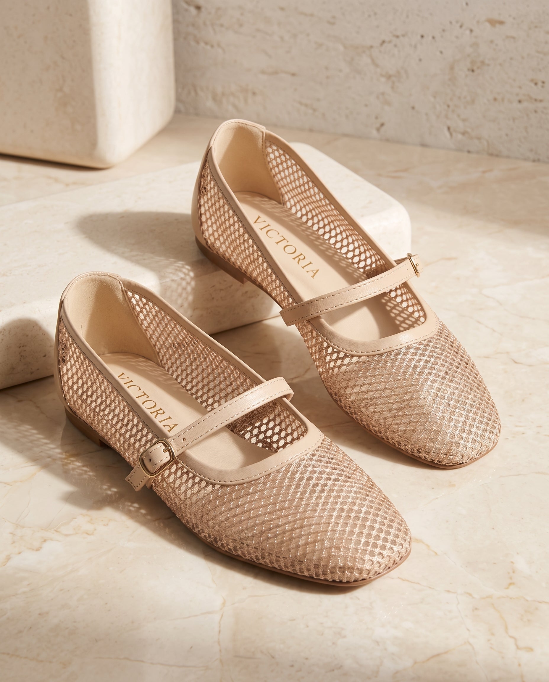 Fawn Breathable Mesh Buckle Flats
