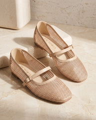 Fawn Breathable Mesh Buckle Flats