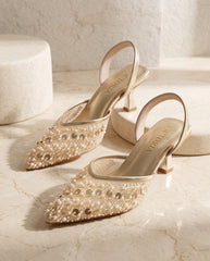Golden Pearl Slingback Pumps