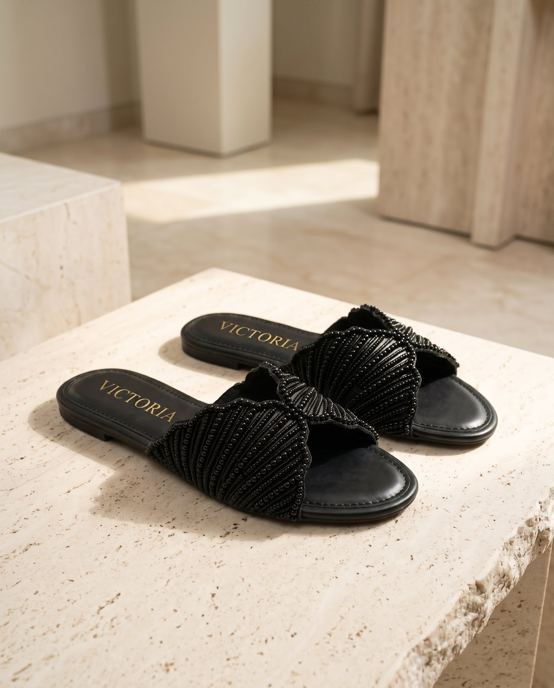 Black Celestial Pearl Slides