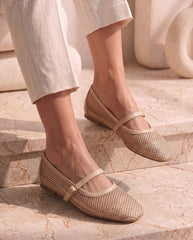 Fawn Breathable Mesh Buckle Flats