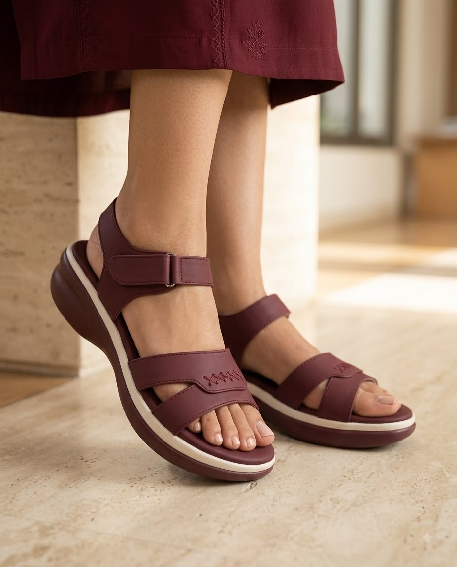 Maroon Elegance Comfort Sandal